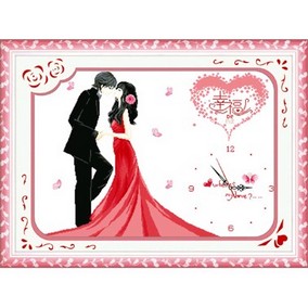 Tranh thêu Đồng hồ cô dâu chú rể